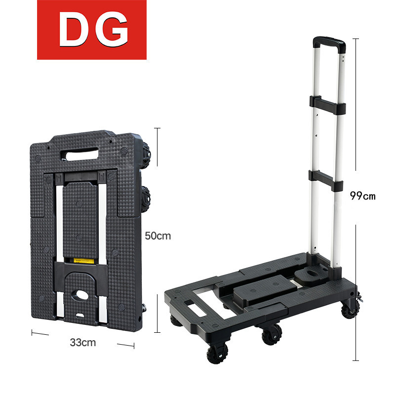 Manufacturer direct supply lightweight flatbed pull-along luggage truck aluminum tube folding shopping cart moving cart