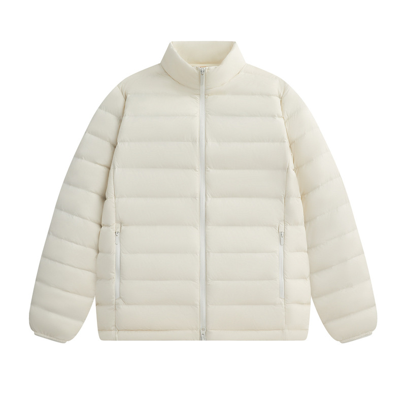 Ribbed down jacket for men and women, lightweight, stand-up collar, warm coat, windproof, suitable for commuting, versatile, casual, slimming, fashionable and trendy