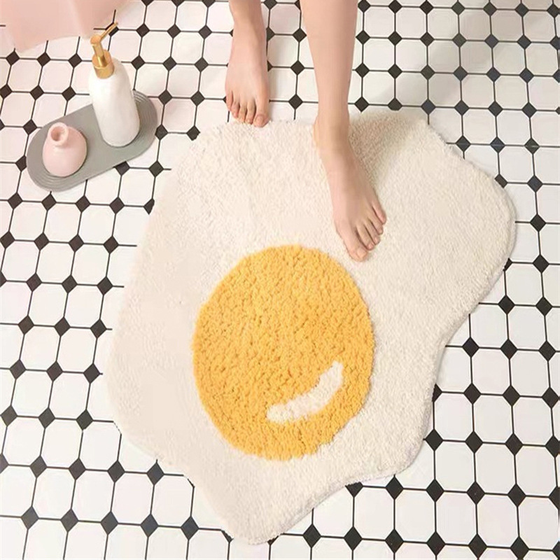 만화 스타일 외계인 데친 계란 침실 침대 옆 담요 욕실 매트 욕실 흡수성 미끄럼 방지 매트 교차 공급