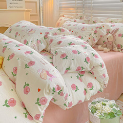 Double-layer gauze three-piece set 1.2m cute style student dormitory single quilt cover pillowcase bedding manufacturer