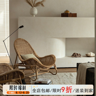 Rattan Furniture Southeast Asian Rattan Art Japanese Style Silent Retro Style Natural Real Rattan Sofa Leisure Designer Single Chair