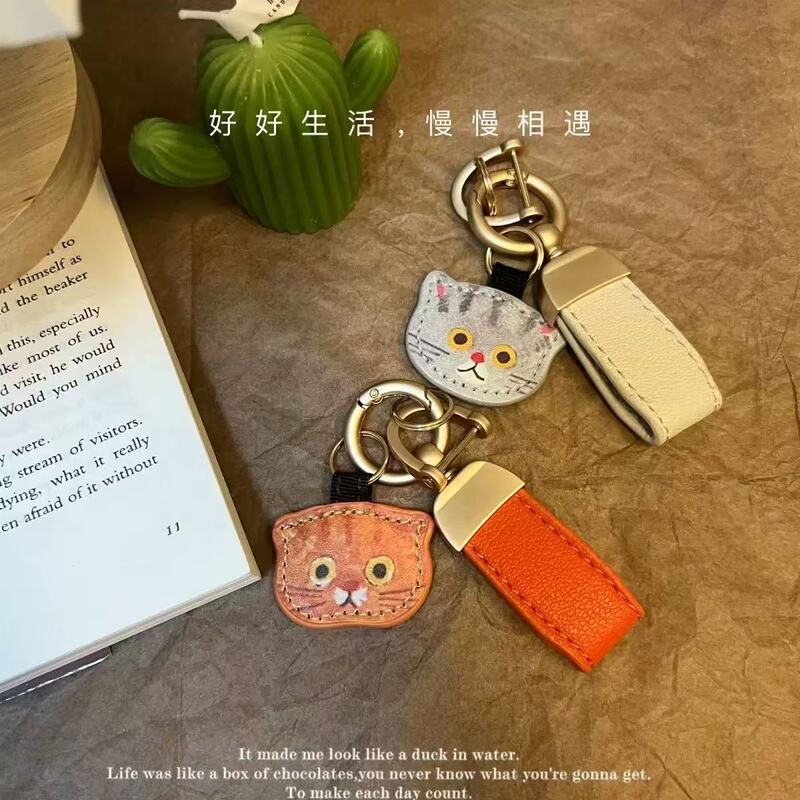 日系eco ute子猫シリーズのキーホルダーeminettかわいい革キーホルダー装飾バッグストラップ|undefined