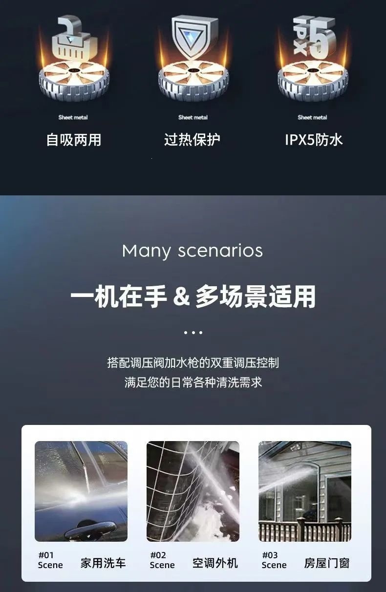 High-pressure car washer for home use, 220V, high-power, fully automatic cleaning machine, suitable for pig pens, sweet potatoes, and car washing