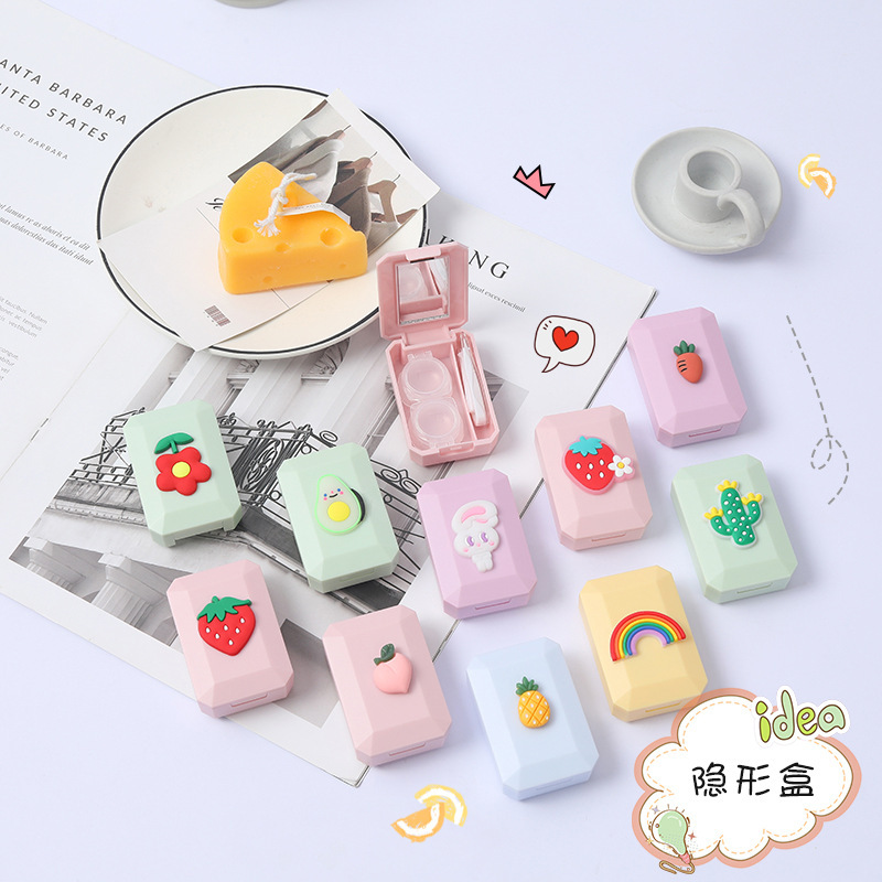 Square Cartoon Myopia Contact Lenses Case Cute Double Case Contact Lens Storage Companion Box Mini Portable Care Box Square Cartoon Myopia Contact Lenses Case Cute Double Case Contact Lens Storage Companion Box Mini Portable Care Box