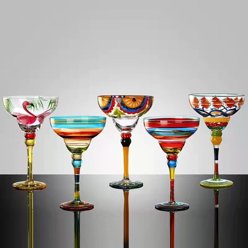 painted crystal wineglass for home use