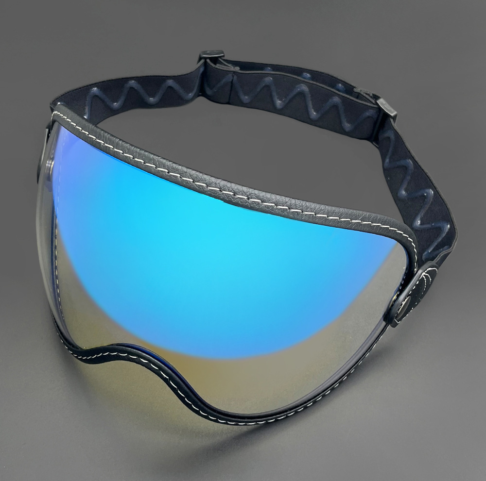 Retro Bubble Mirror Universal Helmet Lens Strap-On Off-Road Goggles Sun Protection Mirror Silicone Non-Slip Easy to Remove