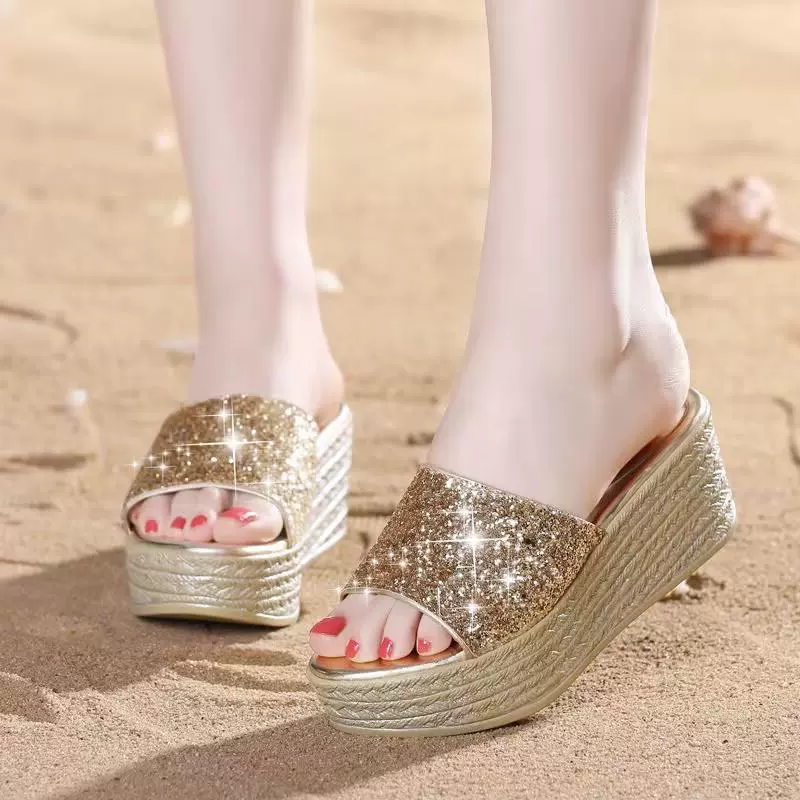 Европейский и американский стиль повседневные тапочки с толстым склоном и рыбьим ртом