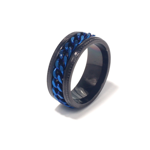Stainless steel chain ring for men, rotatable finger ring, personalized, bold, trendy, niche titanium steel jewelry, does not fade.