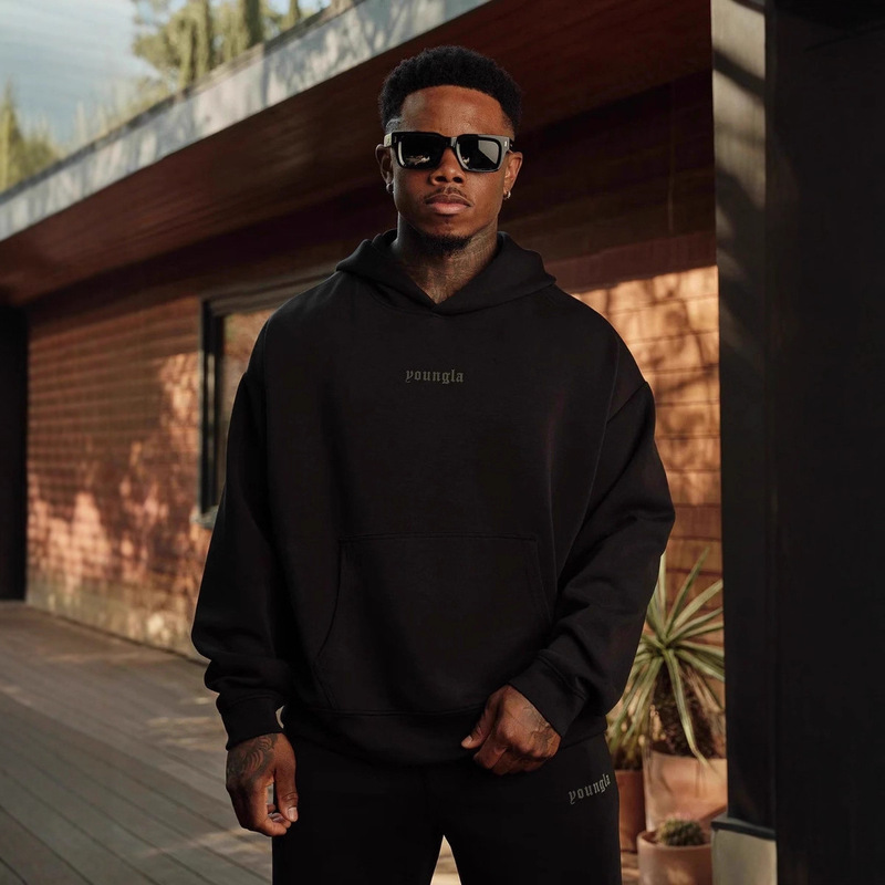 Youngla American Trendy Brand Hoodie Men's Jogging Sports Fitness Cotton Sweatshirt Fashion Casual Jacket Loose