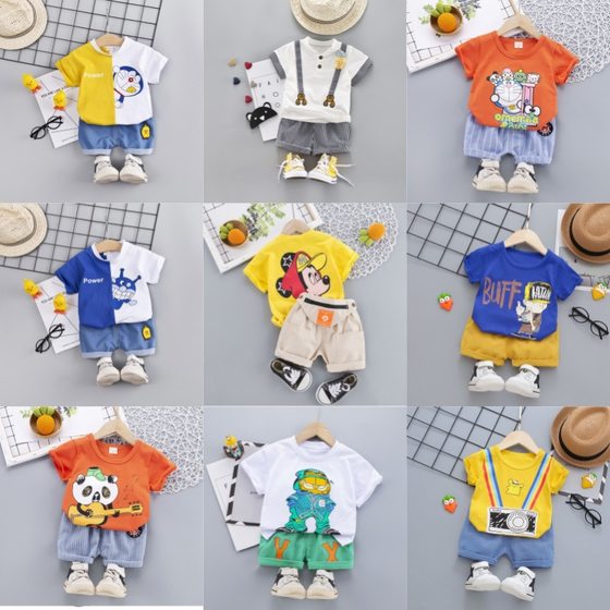 Children's Wear Short-sleeved suit Cross-border Trade Cartoon Cute Boys and Girls Short-sleeved Shorts suit 2025 Children's Two-piece Set
