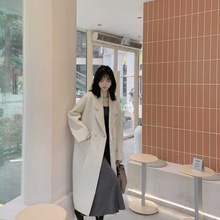 正肩双面毛呢大衣女中长款2025秋冬季新款韩版H型直筒呢子外套