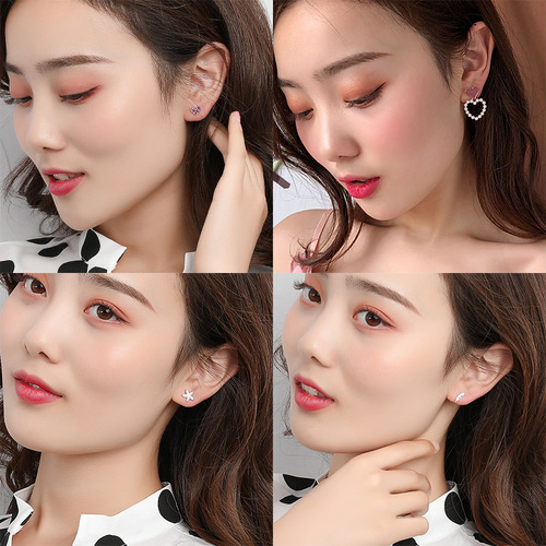 One-week earring set, small, new, versatile, simple, no need to take off new style earrings, women's fashionable temperament earrings wholesale