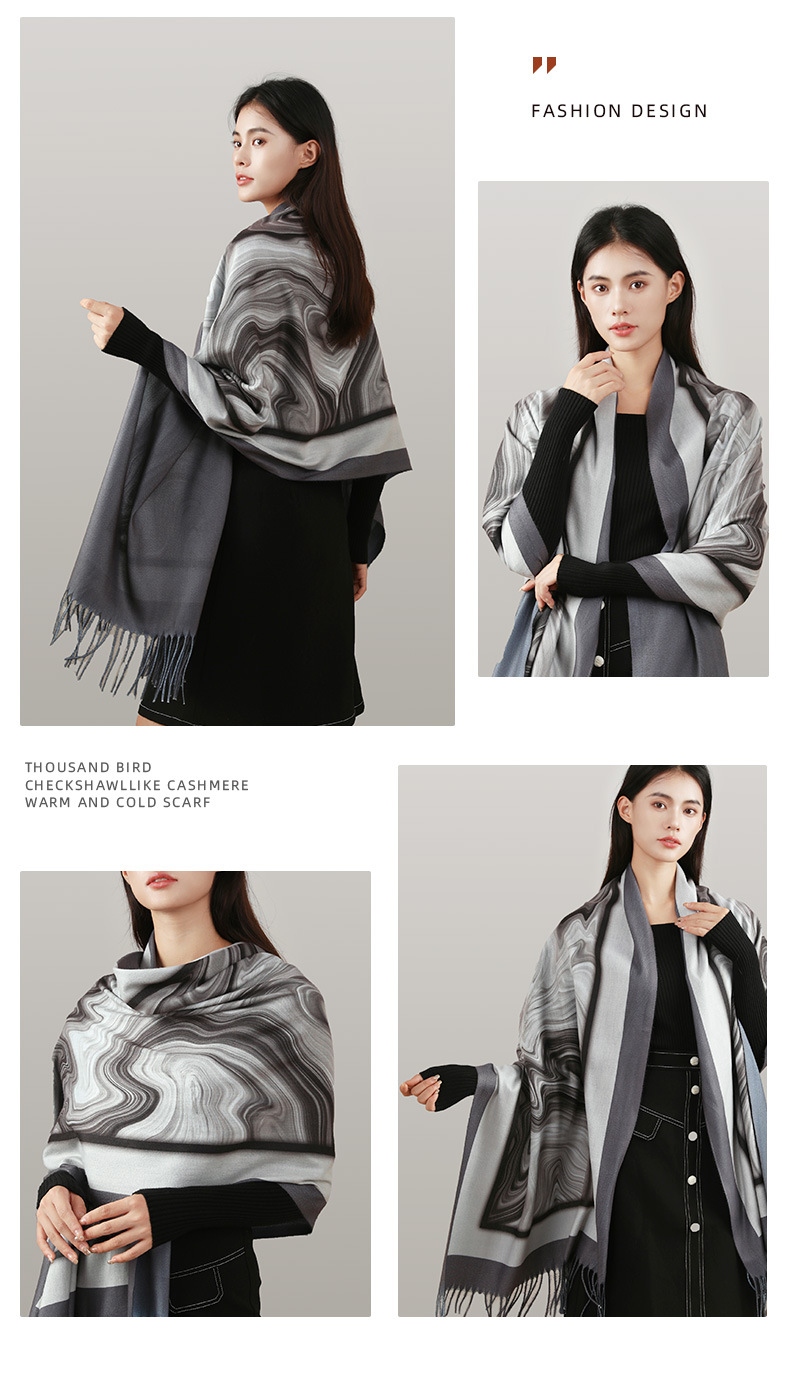 Sciarpa stile etnico stampata media lunga calda trama nappa scialle sciarpa cashmere_voghion.com