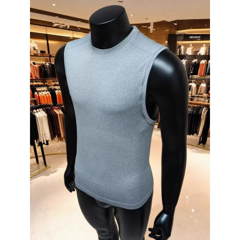 Summer Wide-Shoulder Thin Vest Quick-Dry Fitness Sleeveless T-Shirt Breathable Men's Seamless Jacquard Top