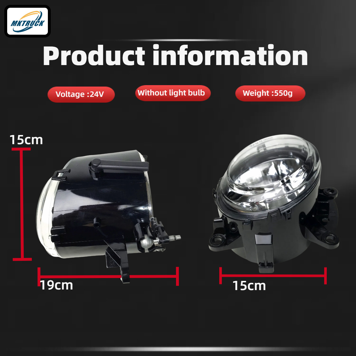 Aplicable a Mercedes ACRTOS MP4 MP5 lámpara de niebla de camión redondo 9608200456 / 9608200556