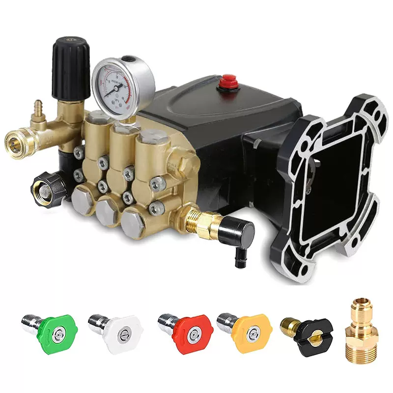 亚马逊plunger pump商用高压清洗机洗车机泵头往复泵三缸曲轴泵