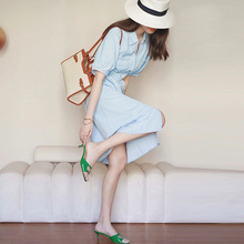 YT13008牛仔衬衫连衣裙冷淡高级感休闲显瘦法式复古气质裙子夏季