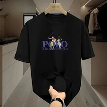 2025夏季全新奢侈品牌美国春夏100纯棉印花马术通勤舒适男装运动
