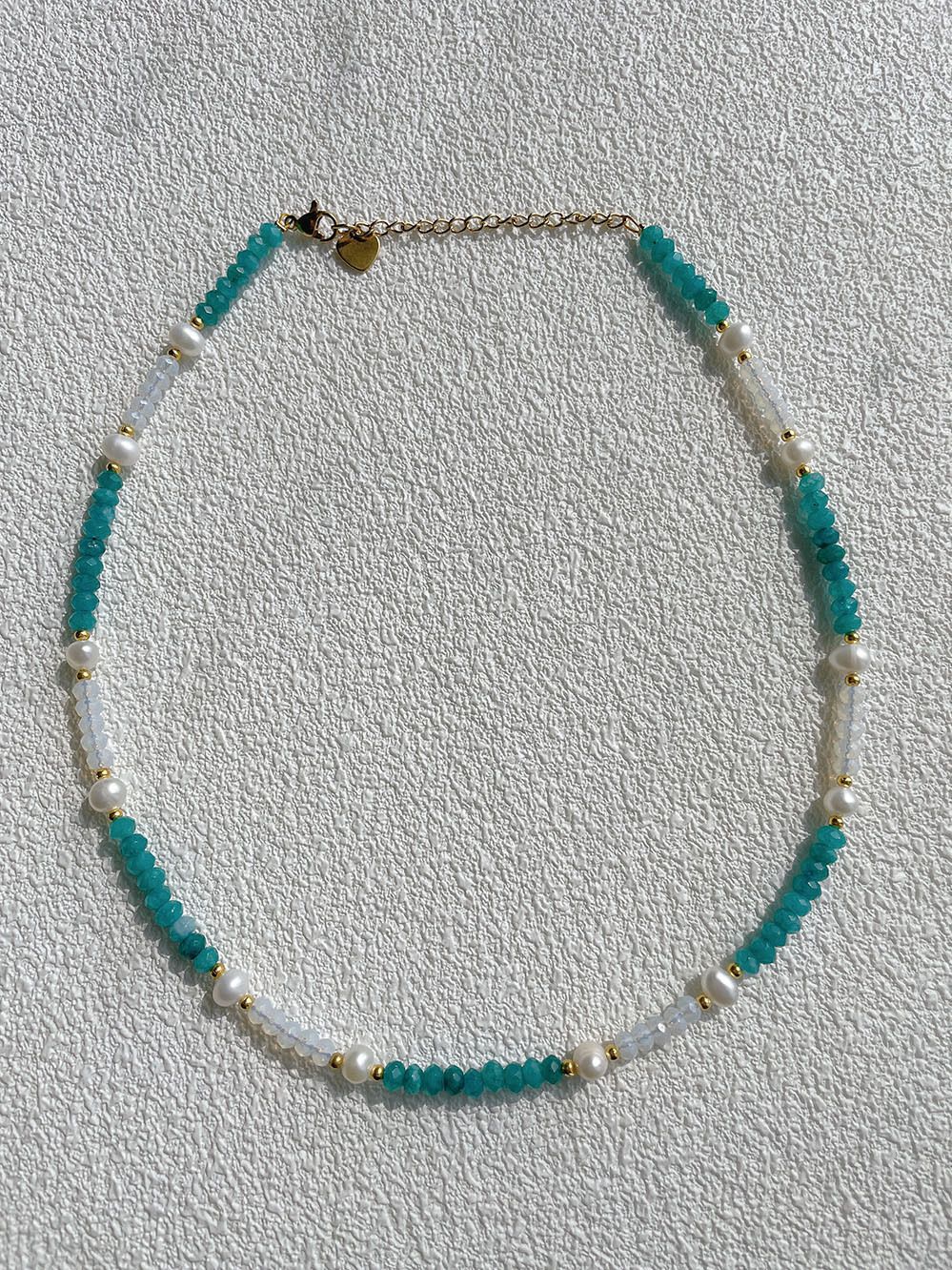 25g Weight Beads Pendant Material Necklace Classification Titanium Steel Chain Material 1 Piece Quantity Holiday, Daily Occasion Beaded, natural stone, Titanium Steel Material Geometric Pattern Women's Gender Beaded Design Simple Style Style Simple Style Geometric Beaded Natural Stone Titanium Steel Necklace In Bulk 33