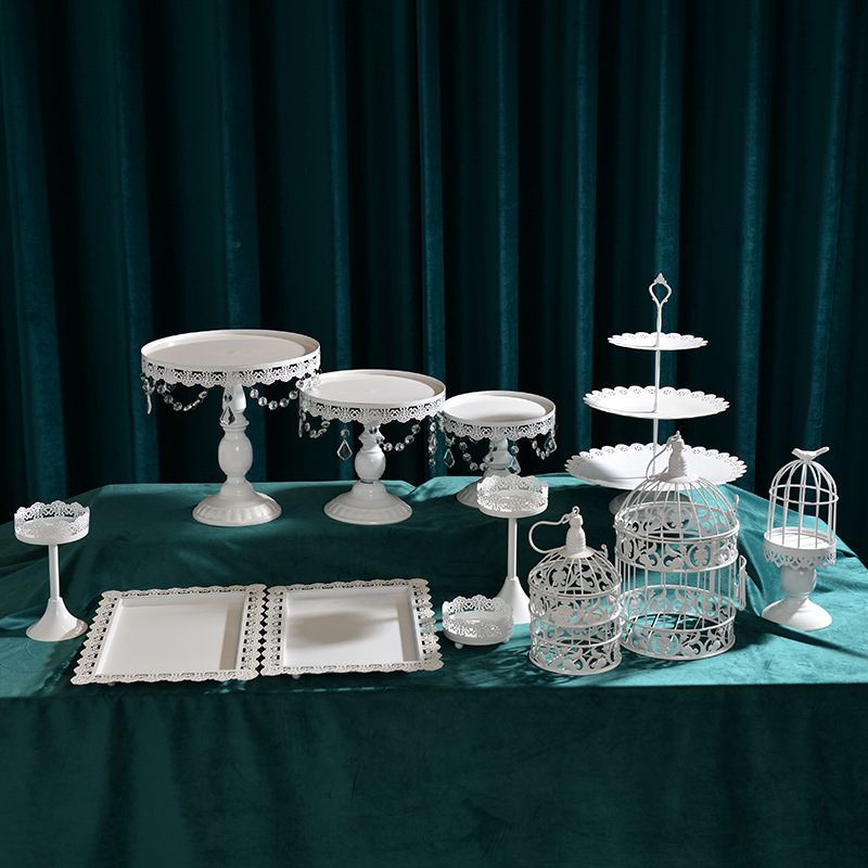 Diseño de boda europea decoración de mesa de postres set de té de la tarde refrigerio bandeja de pastel estante de exhibición mesa de descanso de té