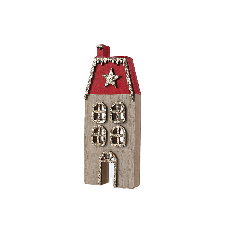 Decoraciones navideñas transfronterizas Santa Claus casa de Navidad plana tela madera simple decoración de escritorio props