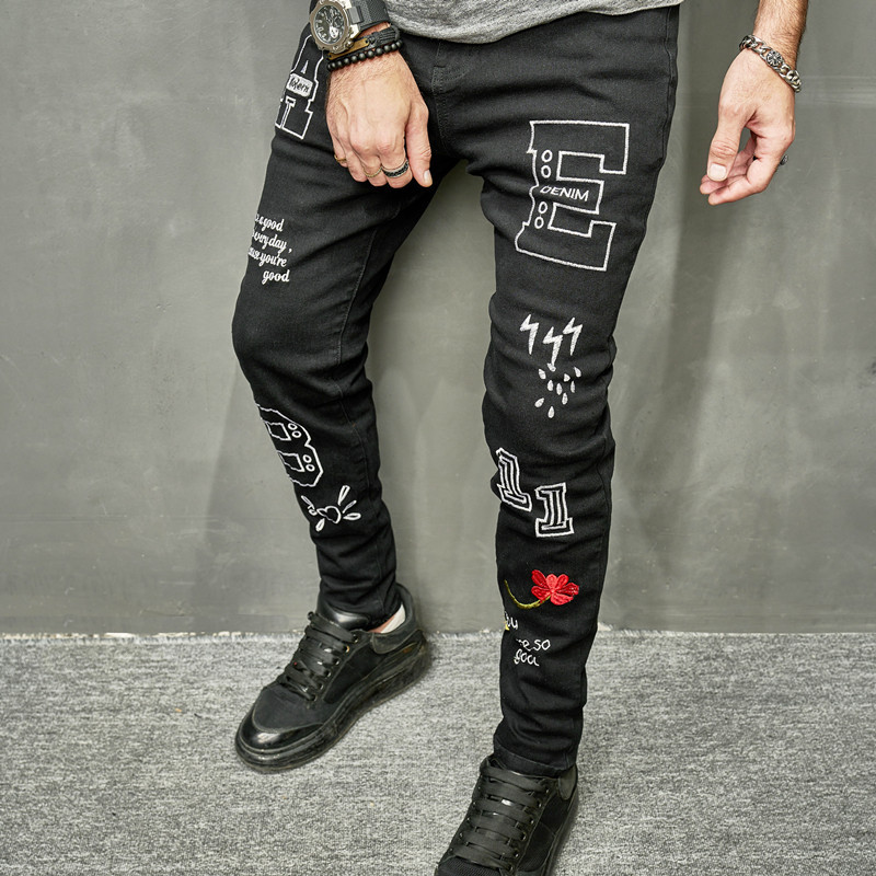 Slim Fit Jeans For Men In Black Stylish Stretch Denim Trousers_voghion.com