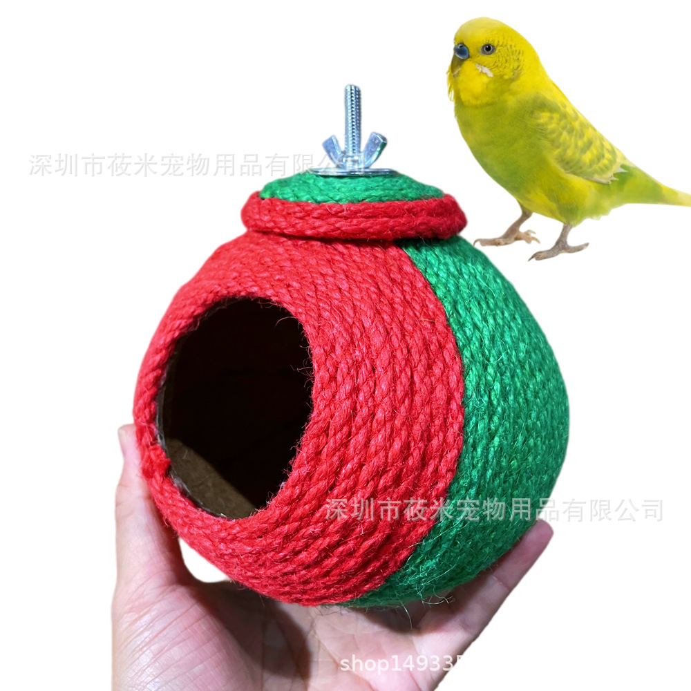 鹦鹉仓鼠蜜袋鼬松鼠鸟窝繁殖窝鸟巢椰壳鸟窝纯手工制作圣诞鸟窝