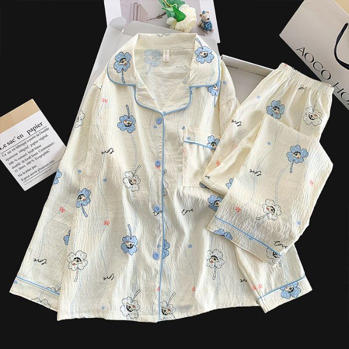 Al por mayor transfronterizo primavera y otoño dulce dibujos animados nubes de algodón pantalones de manga larga pijamas de niñas vestidos de hogar