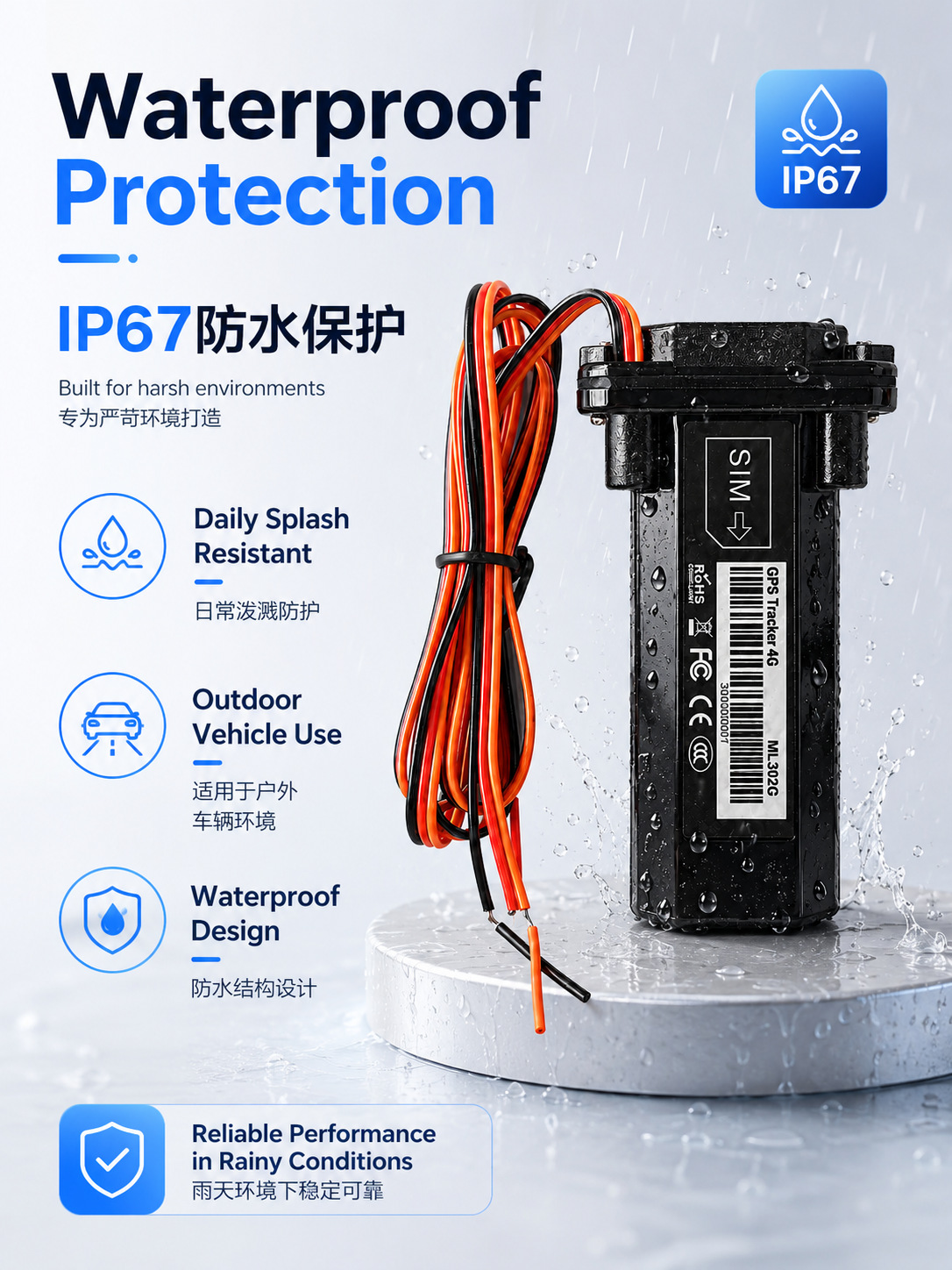 Double-Lock Waterproof International GPS Locator, Voltage 9-95V, for Cargo Trucks, RVs, Yachts, Global Cross-Border Management and Transport