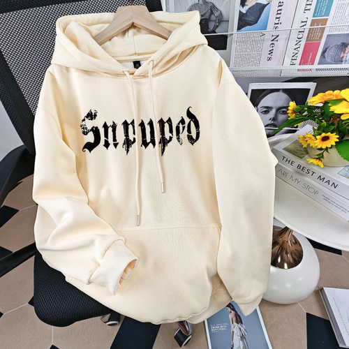 Cozy Fleece Thick High-End American Style Hooded Sweatshirt with Print for Men and Women, Unisex Autumn and Winter New Arrival