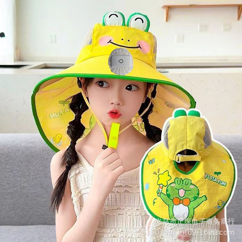 Bonito unicornio sombrero solar recargable con ventilador sombrero de chal de verano para niñas grandes gorras para niños
