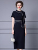 Bow design high waisted commuting slit wrap hip skirt for summer