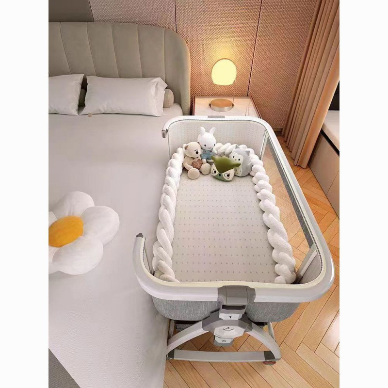 2025 Crib Splicing Large Bed Baby Rocking Bed Kidsren's Cradle Bed Multi-Functional Baby Sleeping Bed Portable Kidsren's
