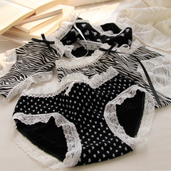 Small Wild Horse Sexy Leopard Print Midrise Triangular Panties, European and American Seductive Lace Invisible Women's Underwear, Invisible D001