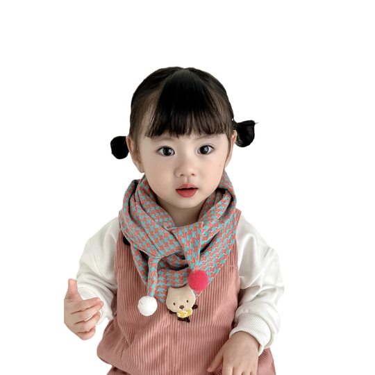 New Cartoon children's scarf autumn and winter baby saliva towel Western style windproof warm double-sided boys and girls triangle towel