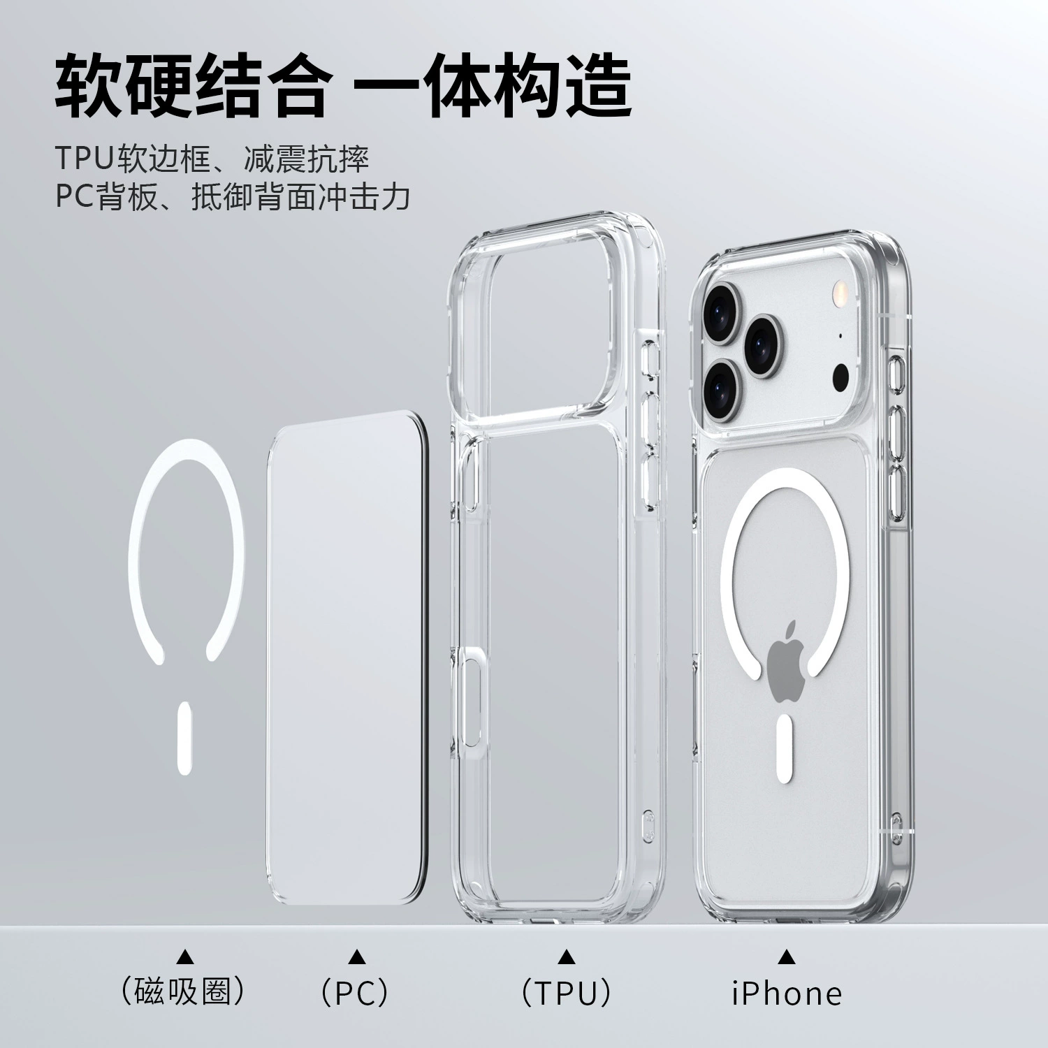 Яблоко, прозрачная трубка, чехол для телефона, iPhone 16, защитная сумка, защитный чехол, iphone, 17promax, защита от падения