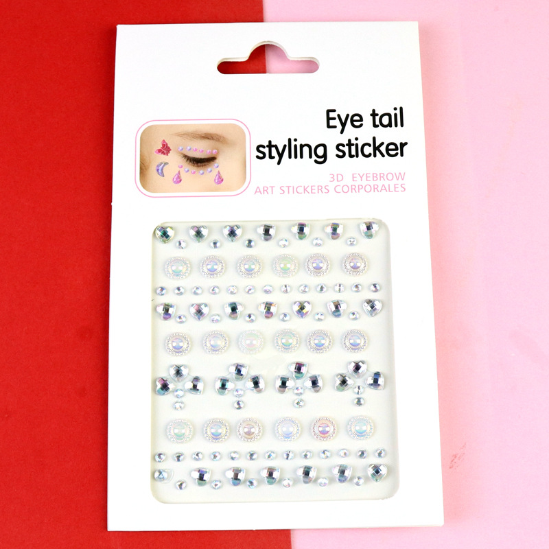 Transfronterizo AB diamantes coloridos joyas de maquillaje de ojos maquillaje facial pegatinas de diamante para niños espectáculo de escenario pegatinas faciales pegatinas de cristal perlas