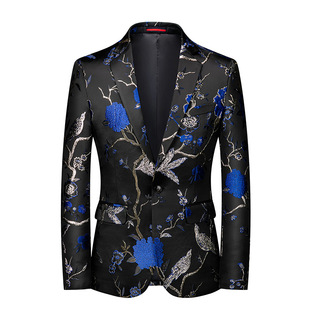 Cross-border Men's Fashion Color Suit Personalized Stage Performance Banquet Business Casual Suit Slim-fit Single Western Top