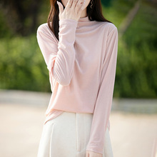 2025年春夏新款金丝绒半高圆领针织衫长袖烫钻高级感宽松打底衫女