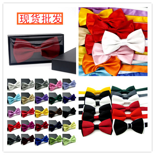Men's Solid Color Formal Wedding Tie Tack Bow Tie Tie for Groom and Best Man, Wholesale