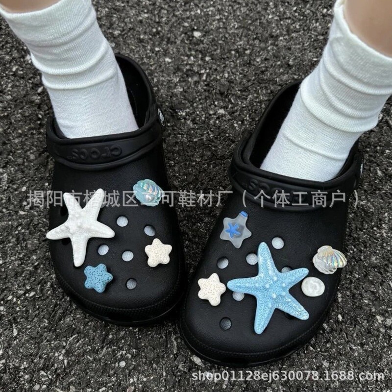 Heart of the Ocean Croc Shoe Charms with Pearl Shell Starfish DIY Decoration Accessories Beach Ins Style