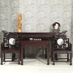 Ganoderma Three-Piece Set with Grand Master's Chair and Round Chair Furniture, Chinese Classical Old Elm Wood, Ming and Qing Style Solid Wood, New Chinese Style