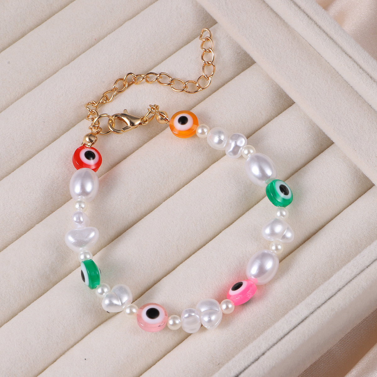 new handmade DIY special-shaped pearl necklace Korean style color eye bracelet set wholesale