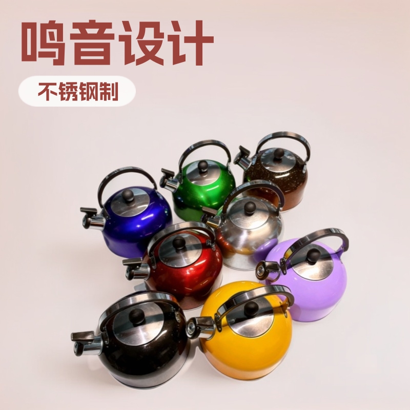 Stainless Steel 410 Kettle, Flat-Bottomed Hemispherical Kettle, Induction Cooker Teapot, Colorful Whistling Kettle, Cross-Border Exclusive Supply