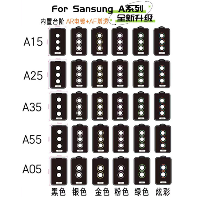Suitable for Samsung A55 Lens Film, Eagle Eye A35 Mobile Phone Camera Protective Film, A15 Tempered Glass, One-Click Quick Application