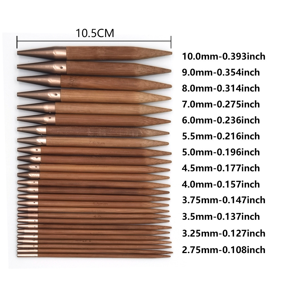 El color de bronce de la aguja del suéter de las herramientas que hacen punto se puede montar y cambiar la aguja del anillo de la cuerda aguja del anillo de bambú carbonizado 13 pares un sistema
