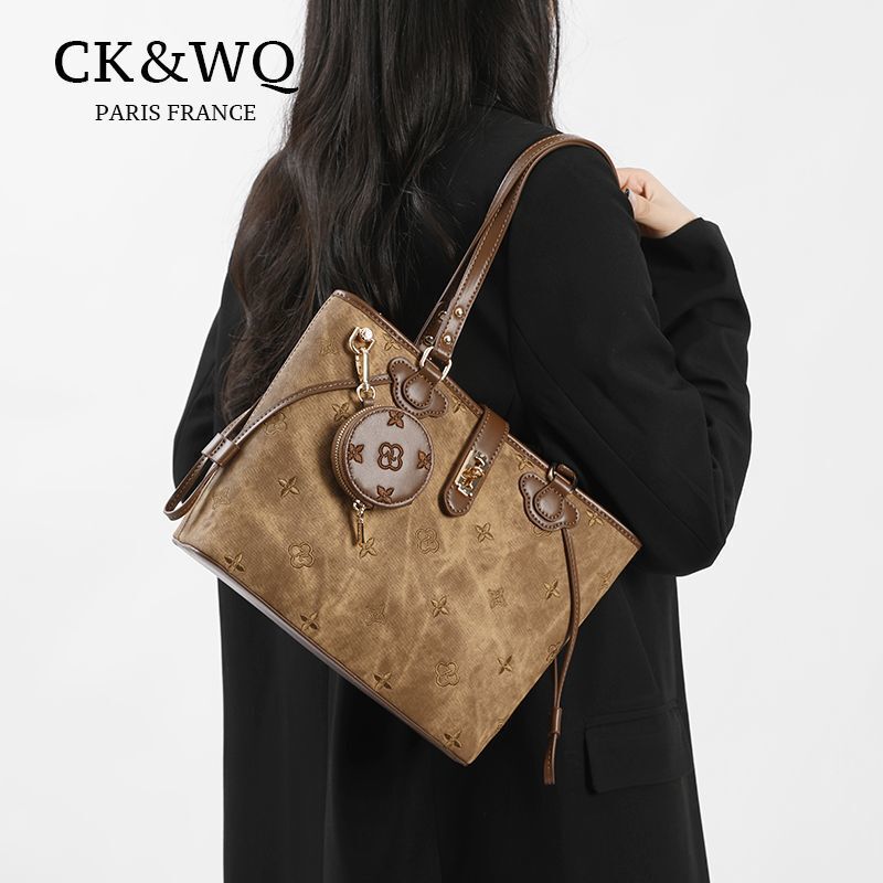 CK&WQ/2025 Autumn/Winter New Women's Bag Single Shoulder Vintage Niche Tote Large Capacity Embroidered Commuting Handbag CK&WQ/2025 Autumn/Winter New Women's Bag Single Shoulder Vintage Niche Tote Large Capacity Embroidered Commuting Handbag