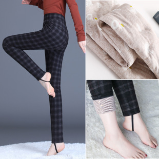 Down pants white duck down women's high waist winter middle-aged thick outer wear plaid feet bottoming cotton pants plus size 230kg