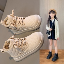 女童靴子棉靴2023秋冬新款兒童軟底馬丁靴中大童女孩寶寶加絨皮靴