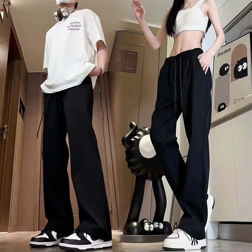 Men's summer windproof waterproof sports quick-drying straight casual pants men's ice silk loose thin men's pants
